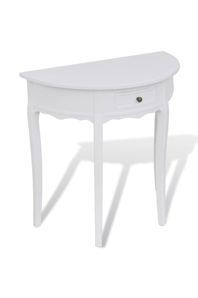 Concept Κονσόλα τραπεζιού με συρτάρι, ημικυκλικό, λευκό