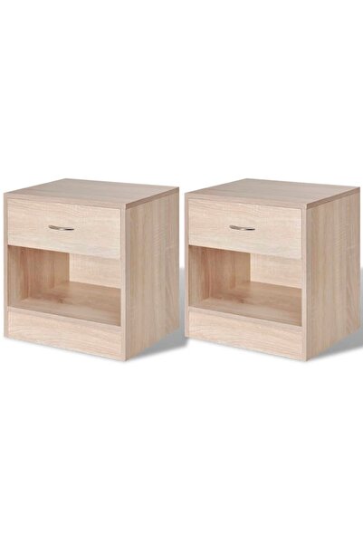 Concept Noptieră cu sertar, 2 buc, culoare stejar
