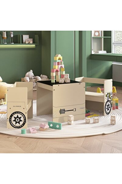 Concept Set masă&scaune pentru copii 3 piese model mașină off-road MDF