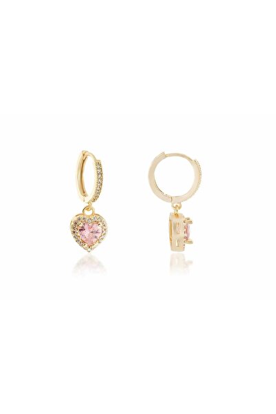 lindamina Pink Zircon Stone Steel Earrings