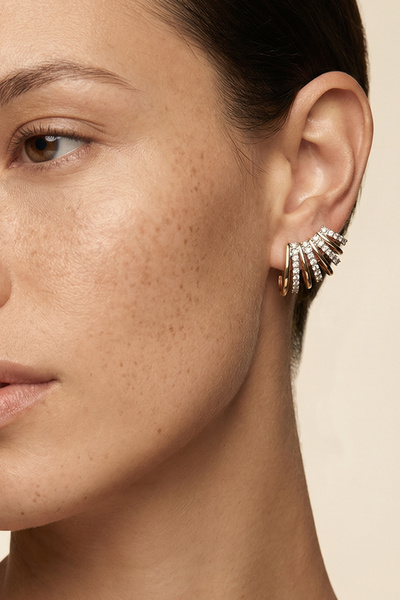 SAVAYA Pençe Model Zirkon Taşlı Kararmaz Gold Küpe