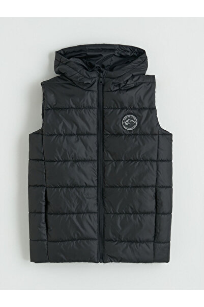 LC Waikiki Black Hooded Boy's Puffer Vest