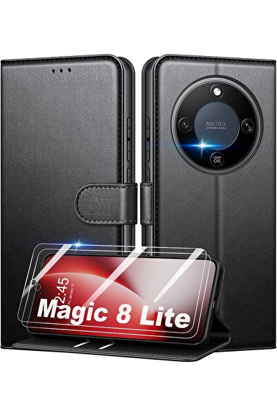 Rivor Honor Magic 8 Lite Uyumlu Kılıf Kamera Korumalı Kapaklı Kartlıklı Cüzda...