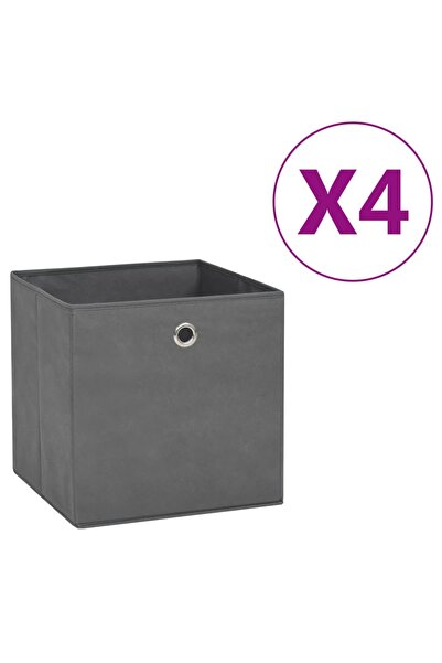 Concept Κουτιά αποθήκευσης, 4 τεμ., γκρι, 28x28x28 cm, μη υφασμένο υλικό