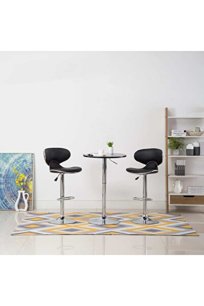 Concept Σκαμπό μπαρ, 2 τεμ., μαύρο, οικολογικό Δερμάτινο