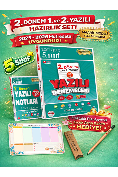 Tonguç Yayınları 5. Sınıf 2. Dönem Yazılı Hazırlık Seti - Yazılı Notları ve Y...