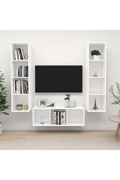 Concept Σετ ντουλαπιών τηλεόρασης, 3 τεμάχια, λευκό, μοριοσανίδα