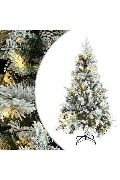 Concept Brad de Crăciun cu zăpadă & LED-uri & conuri, 195 cm, PVC&PE