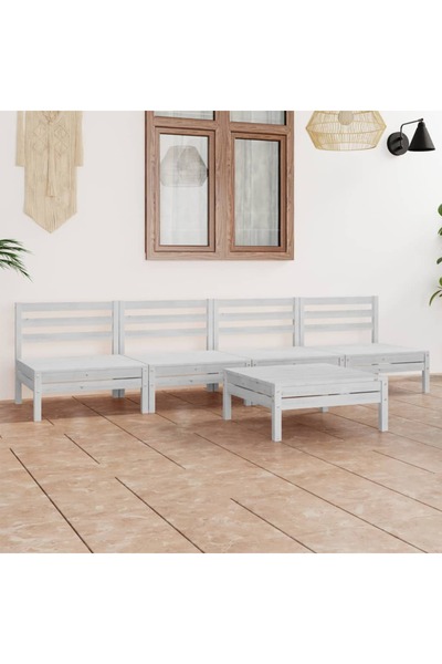 Concept Σετ επίπλων κήπου, 5 τεμάχια, λευκό, μασίφ ξύλο πεύκου