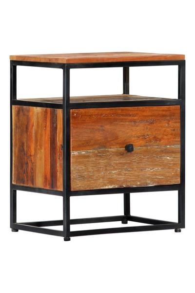 Concept Noptieră, 40 x 30 x 50 cm, lemn masiv reciclat și oțel