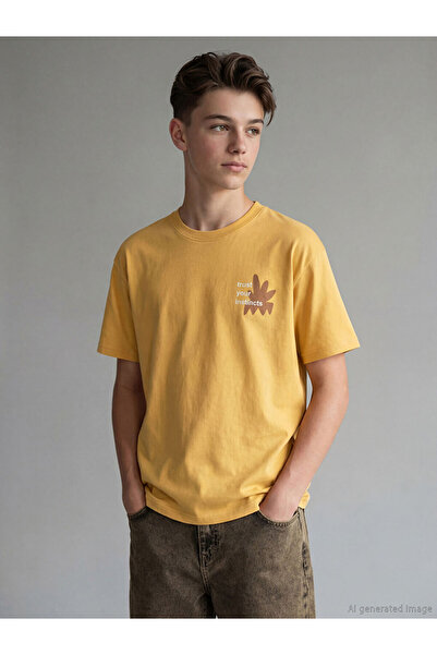 LC Waikiki RMZ GİYİM FARKIYA تي شيرت مطبوع عليه طوق روبا للأولاد