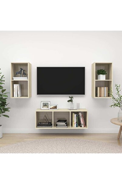 Concept Σετ ντουλαπιών τηλεόρασης, 3 τεμάχια, δρυς sonoma, μοριοσανίδα