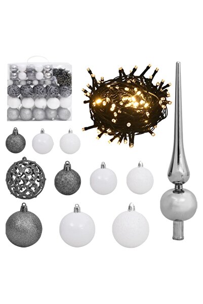 Concept Set globuri Crăciun cu vârf & 300 LED-uri 120 piese alb & gri