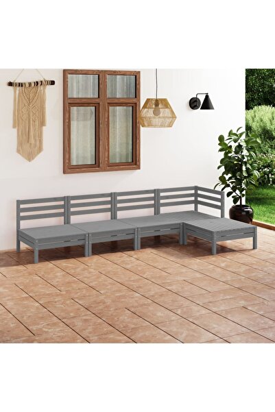 Concept Σετ επίπλων κήπου, 5 τεμάχια, γκρι, μασίφ ξύλο πεύκου