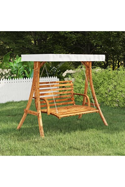 Concept Cadru balansoar cu acoperiș crem, lemn masiv curbat finisaj tec