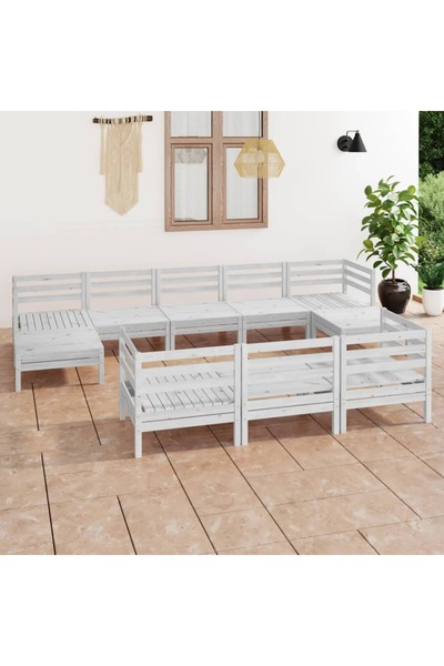 Concept Σετ επίπλων κήπου, 10 τεμάχια, λευκό, μασίφ ξύλο πεύκου