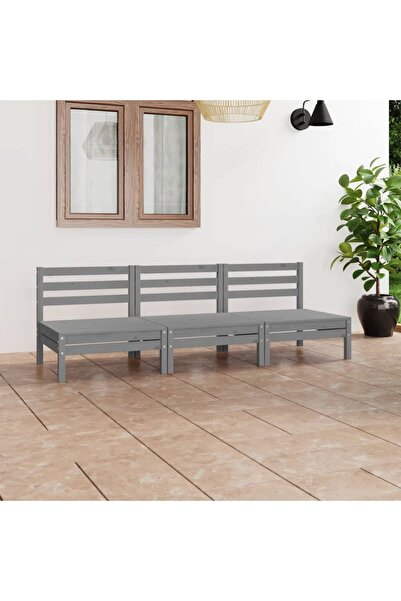 Concept Set mobilier de grădină, 3 piese, gri, lemn masiv de pin