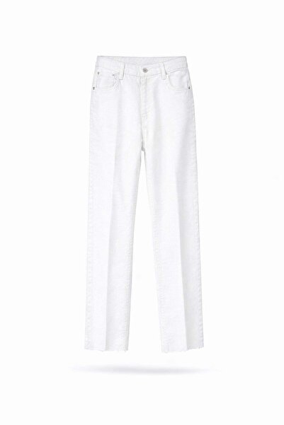 5in1Canpolat Blugi albi talie înaltă Boyfit 2004