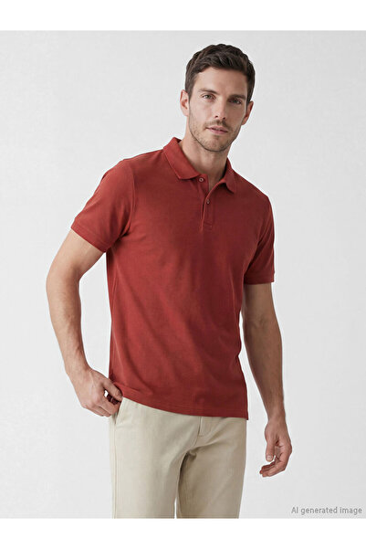LC Waikiki Κόκκινο ανδρικό μπλουζάκι πικέ με γιακά πόλο