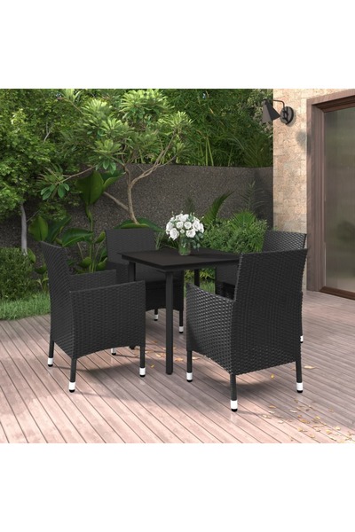 Concept Σετ επίπλων κήπου με μαξιλάρια, 5 τεμάχια, πολυρατάν και γυαλί