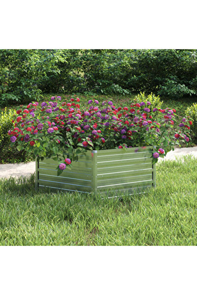 Concept Strat înălțat de grădină, argintiu, 129x45 cm, oțel galvanizat