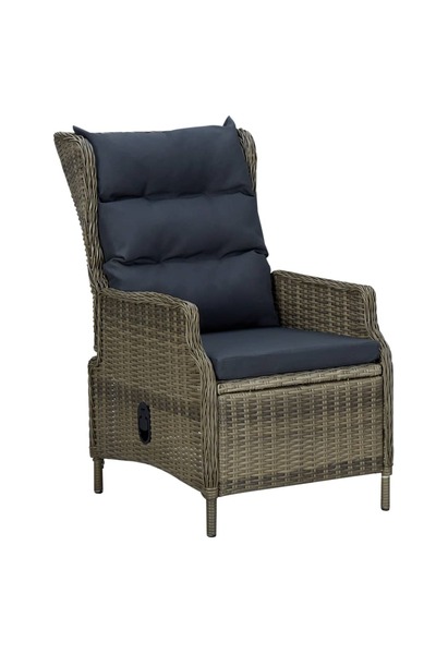 Concept Πτυσσόμενη καρέκλα κήπου με μαξιλάρια, καφέ, πολυρατάν