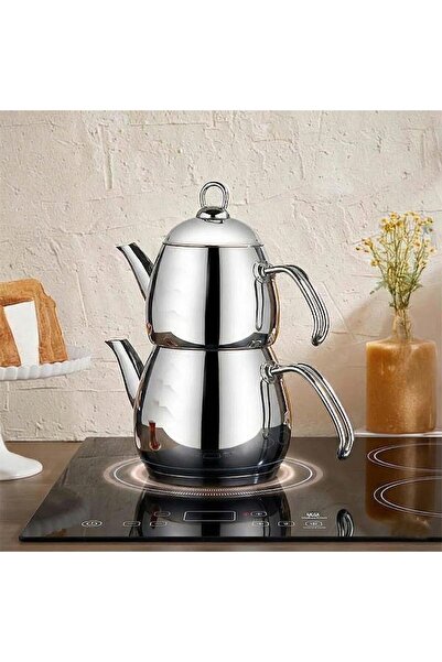 Altabi Doğa Family Size Stainless Steel Teapot Set – Steel Handle