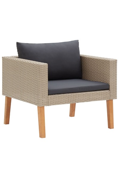 Concept Πολυθρόνα κήπου με μαξιλάρια, μπεζ, πολυρατάν