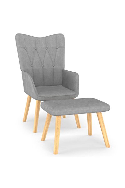 Concept Scaun de relaxare cu taburet, gri deschis, material textil