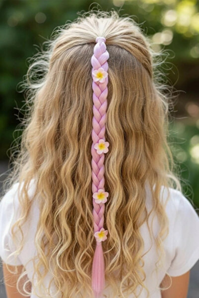 shop Elastic de păr cu detalii florale în culoarea roz deschis