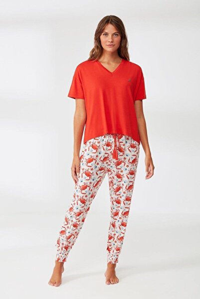 Turuncu Karma Original Women's Patterned Pajama Set W311