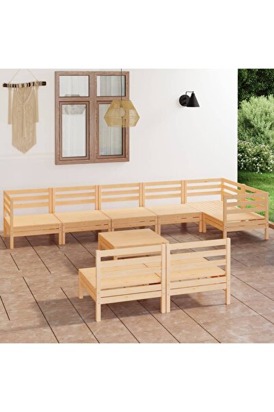 Concept Σετ επίπλων κήπου, 9 τεμάχια, από μασίφ ξύλο πεύκου