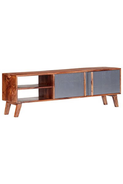 Concept Comodă TV, gri, 140 x 30 x 45 cm, lemn masiv de sheesham