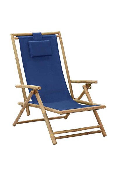 Concept Ανακλινόμενη πολυθρόνα, μπλε σκούρο, Μπαμπού και ύφασμα