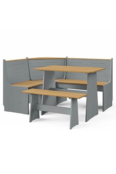 Concept Kitchen furniture set, 3 pieces, honey brown & gray, solid pine wood