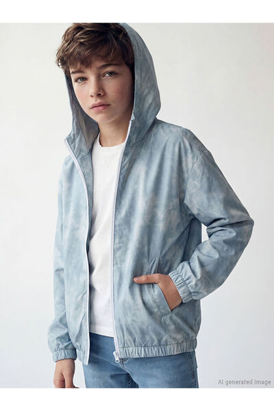 LC Waikiki Gray Water Repellent Hooded Boy's Raincoat