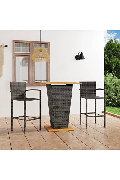 Concept Σετ επίπλων μπαρ κήπου, 3 τεμάχια, γκρι
