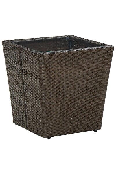 Concept Τραπεζάκι τσαγιού, καφέ, 41,5x41,5x44 εκ. από πολυρατάν/σκληρυμένο γυαλί