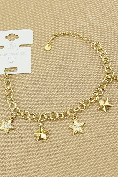Keyifli Hayaller 100% Steel 316L Star Chain Bracelet Modern Gold Steel Bracel...