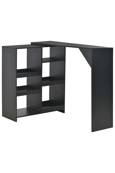 Concept Τραπέζι μπαρ με κινητό ράφι, μαύρο, 138x39x110 εκ.