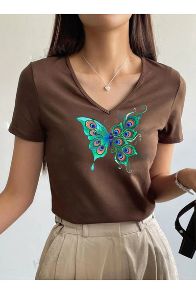 SUNFREE Colorful Figure Ba Printed Collared Short Sleeve Regular Women's Comb...