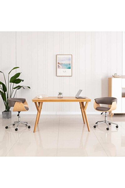 Concept Scaune de bucătărie pivotante, 2 buc., gri taupe, textil