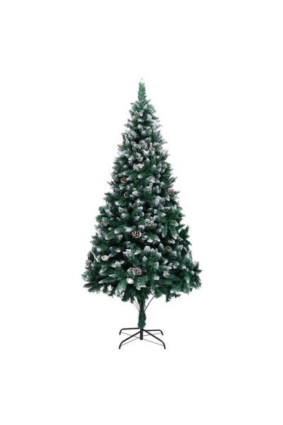 Concept Brad de Crăciun artificial cu conuri și zăpadă albă, 240 cm