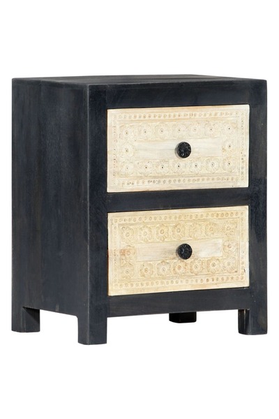 Concept Noptieră sculptată manual, gri, 40x30x50 cm, lemn masiv mango