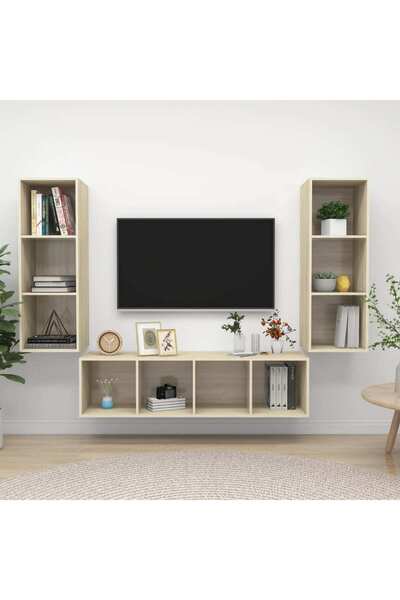 Concept Σετ ντουλαπιών τηλεόρασης, 3 τεμάχια, δρυς Sonoma, μοριοσανίδα