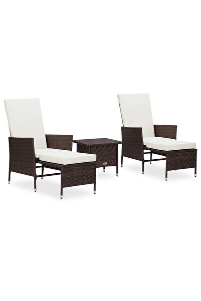 Concept Set mobilier de grădină cu perne, 3 piese, maro, poliratan