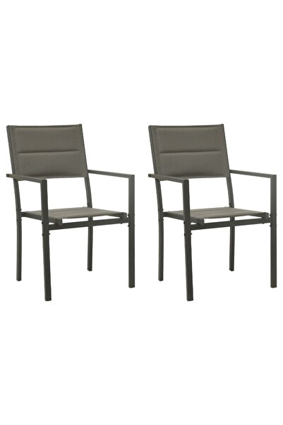 Concept Καρέκλες κήπου, 2 τεμ., ανθρακί & γκρι, ατσάλι & textilene