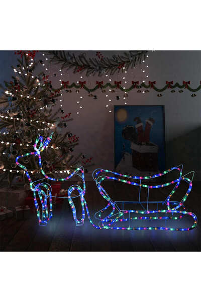 Concept Christmas decoration with reindeer and sleigh, 252 LEDs, outdoor
