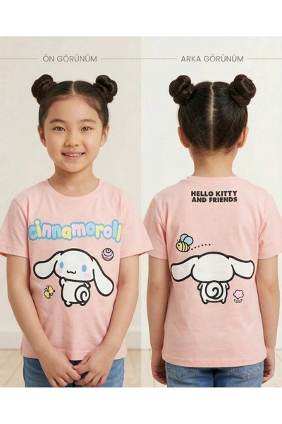 Kyex Kids Girl's Cinnamoroll Printed 100% Cotton Pack Crew Neck T-Shirt Top C...