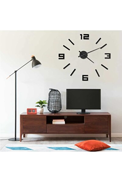 Concept Ceas de perete 3D cu design modern, negru, 100 cm, XXL